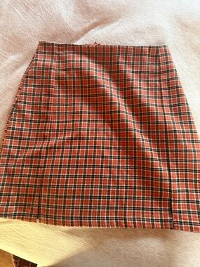 John Galt California Orange Plaid Mini Skirt